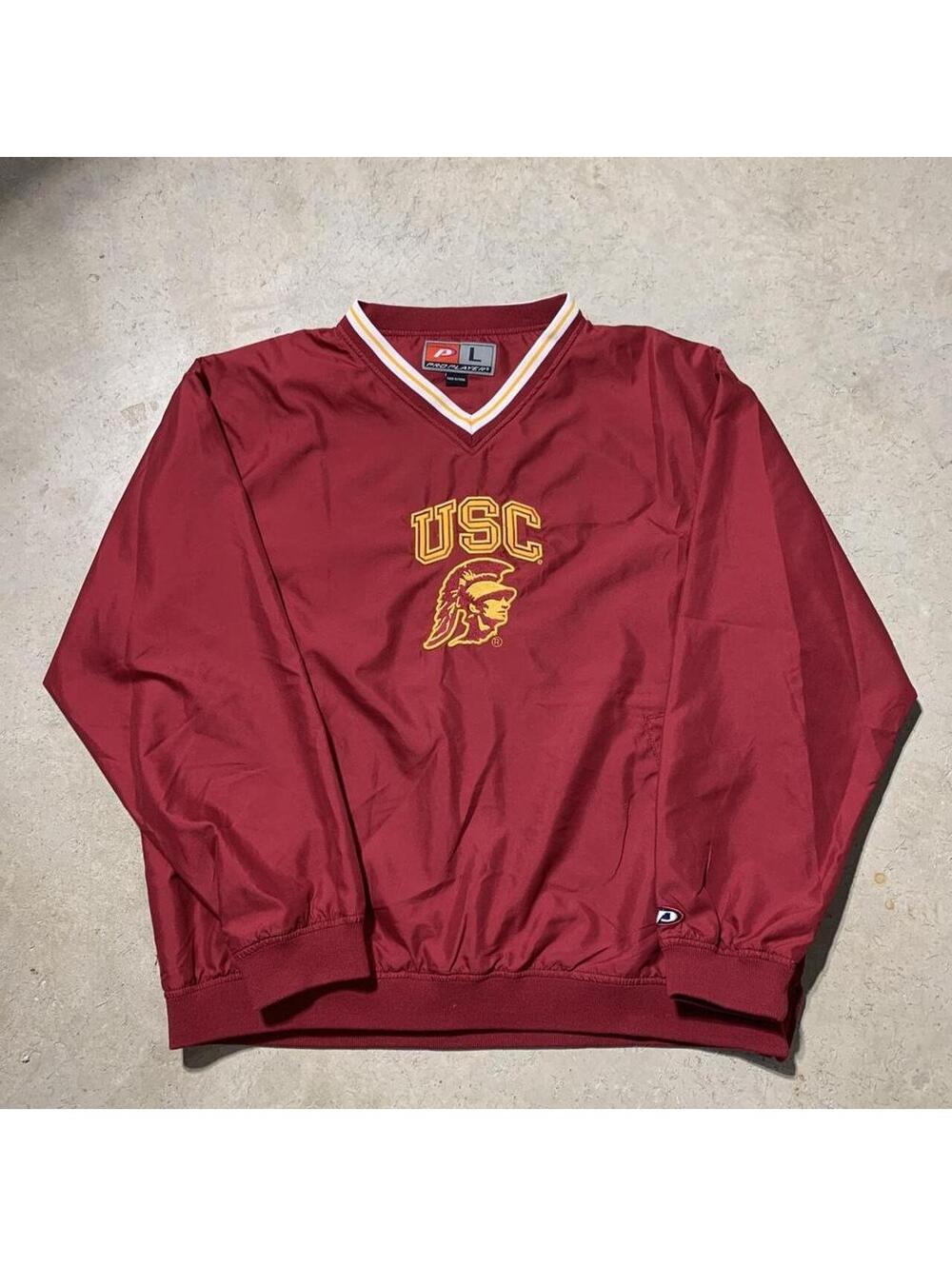 Vintage 90s USC Trojans Pro Player Windbreaker Pullover Mens L Cardinal NCAA